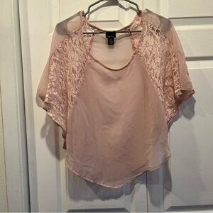 Rue 21 Dusty Pink Sheer Lacy Top - Size Medium